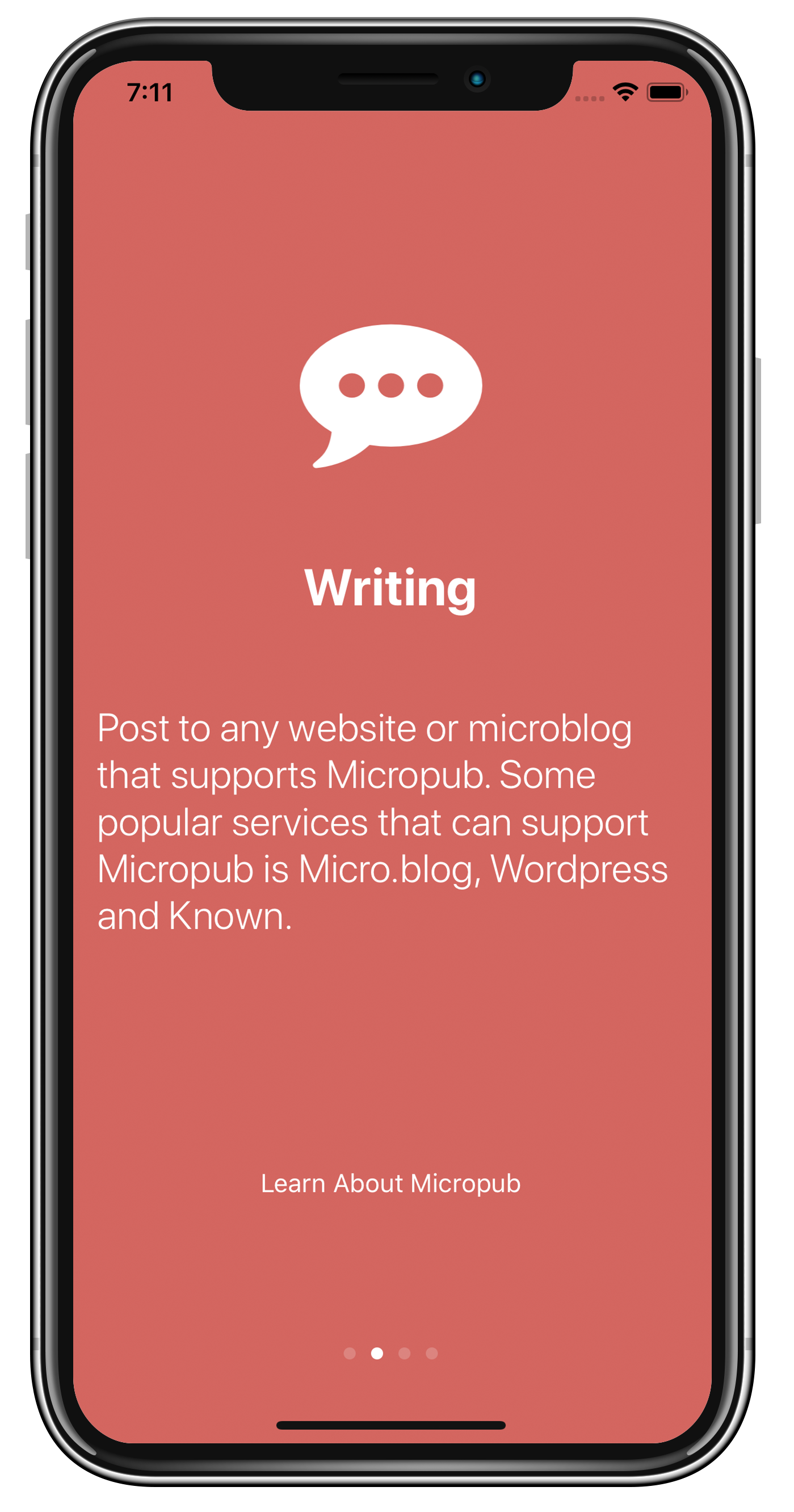 Onboarding Screen about Micropub