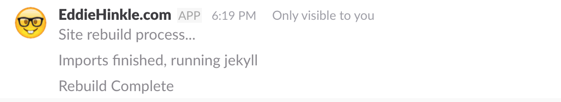 Screenshot of site rebuild from slack example